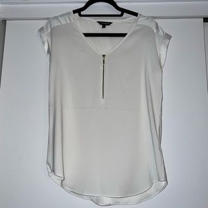 EXPRESS White Short Sleeve Satin Blouse